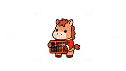 卡通小马计算器创意插画