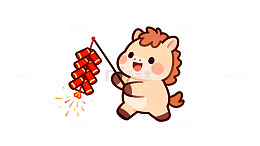 可爱卡通刺猬放鞭炮