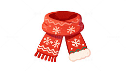 红色雪花围巾卡通插画