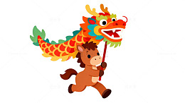 卡通马舞龙图案插图