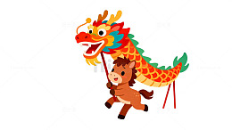 卡通马舞龙图案设计元素