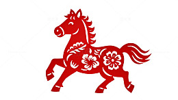 红色剪纸马图案装饰艺术
