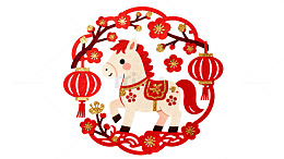 新年喜庆装饰贴花马图案