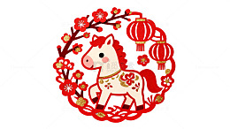 新年喜庆马踏梅花剪纸