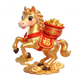 金色吉祥马摆件福运装饰元素新年喜庆