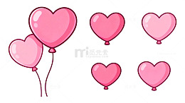 粉色心形气球卡通插画