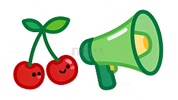 卡通樱桃与喇叭设计元素
