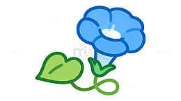 卡通风蓝色花朵插画