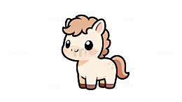 可爱卡通小马插画素材