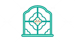 卡通风格窗户图案设计元素