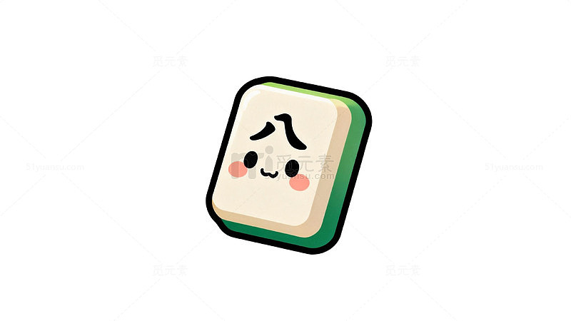 卡通可爱麻将牌插画设计元素