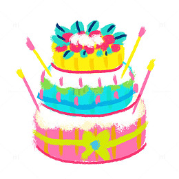 节日蛋糕多彩色卡通缤纷三层生日蛋糕