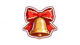 卡通圣诞铃铛贴纸设计元素