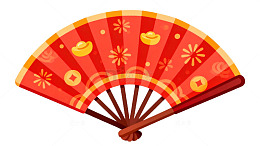 中国风喜庆扇子插画素材