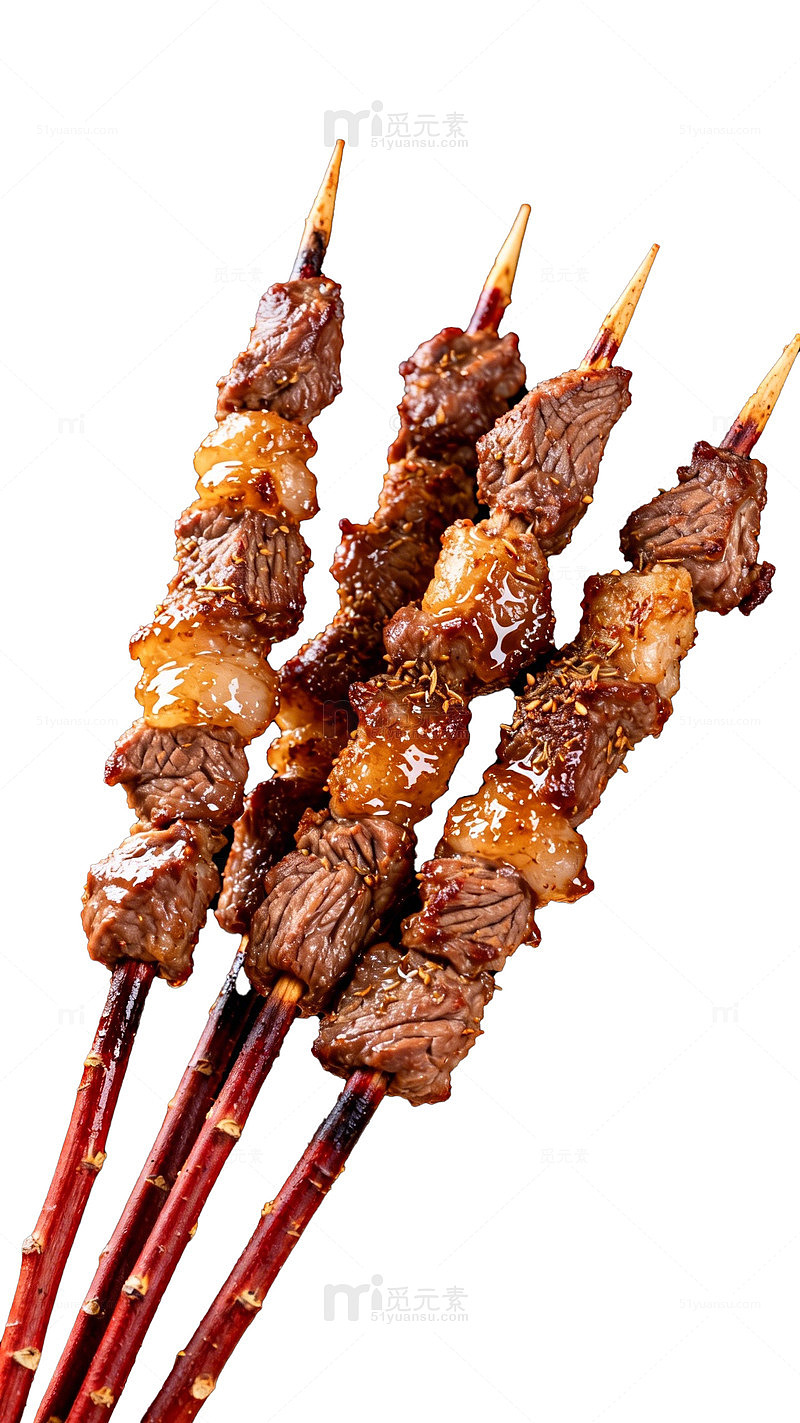 烤牛肉串美食摄影图片