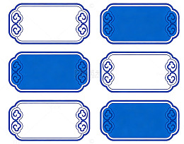 蓝色古典标签图案设计素材