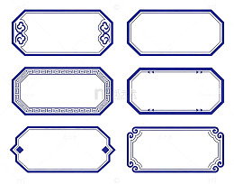 蓝色古典边框标签设计素材