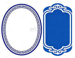 传统蓝色花纹边框矢量图案