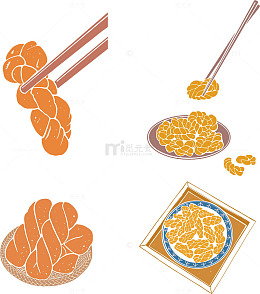 插画风格美食麻花插画设计素材