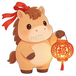 卡通马年新年祝福插画