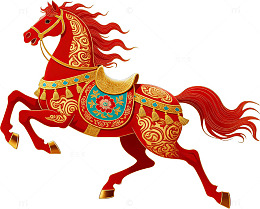 中国传统彩绘马匹图案