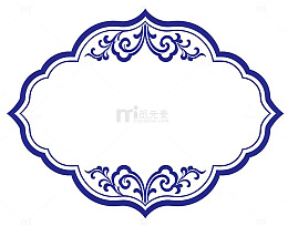 青花瓷风格边框装饰素材