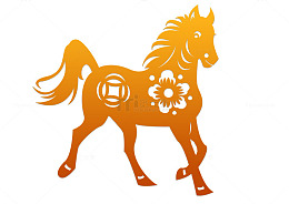 马年大吉-金色剪纸