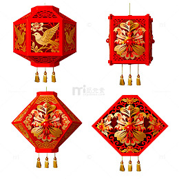 红色中国风灯笼装饰设计素材