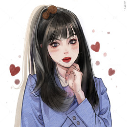 托着下巴思考的女孩