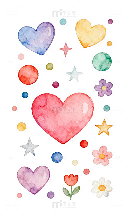 彩绘爱心花朵装饰图案