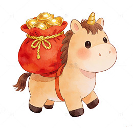 可爱卡通马金币袋插画