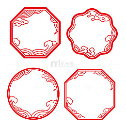 传统风格红色云纹图案装饰素材
