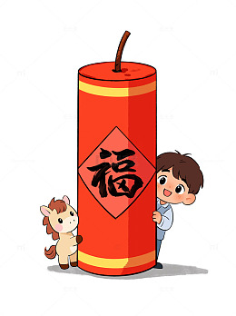 2026马年卡通风格新年春节喜庆元素组合