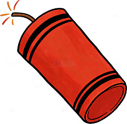 红黑手绘点燃鞭炮图标