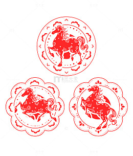 马年2026剪影剪纸矢量素材