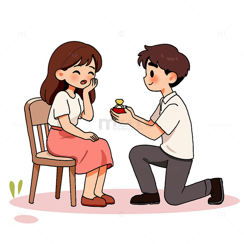 卡通求婚情侣手绘