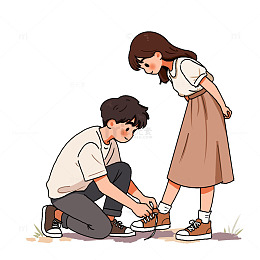 手绘卡通情人节情侣