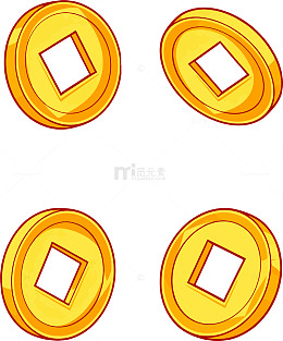 铜钱金币装饰矢量图2