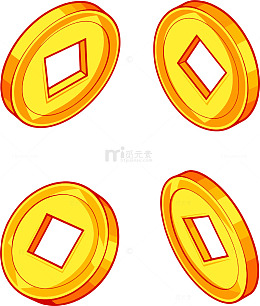 铜钱金币装饰矢量图