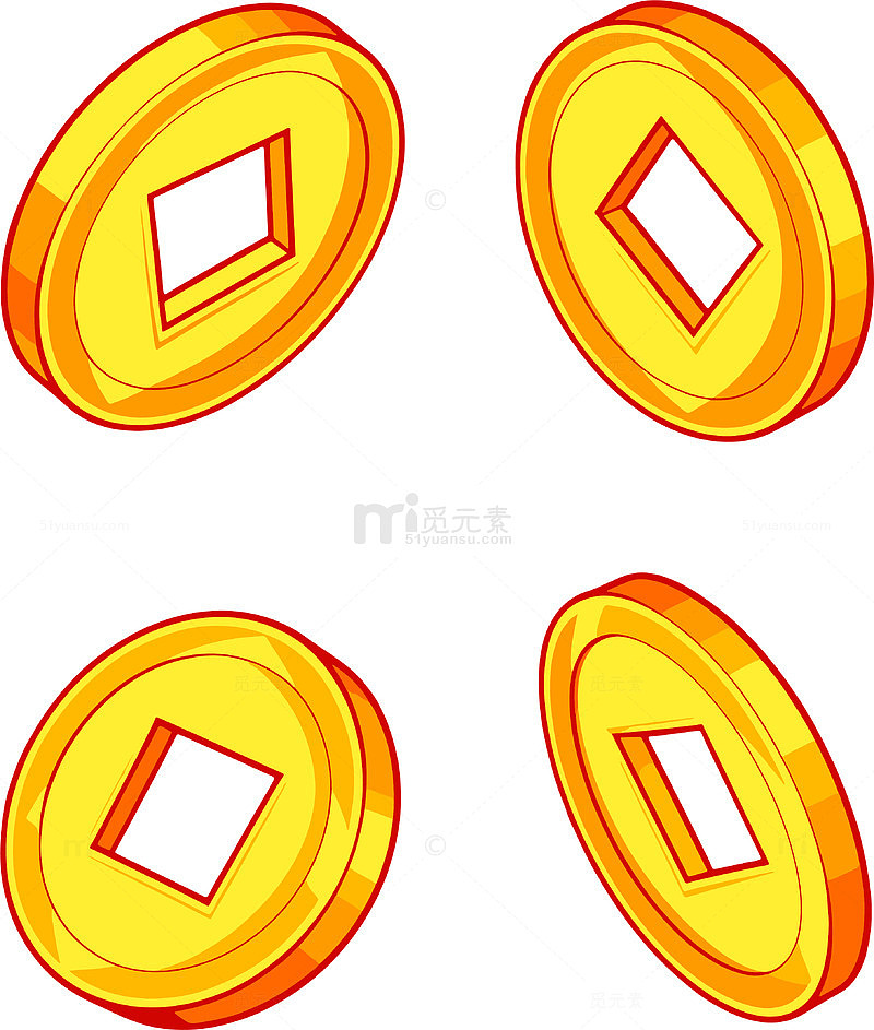 铜钱金币装饰矢量图