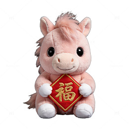 可爱马年吉祥物的毛绒玩具