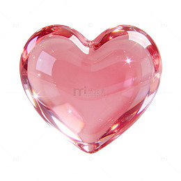 情人节粉红色玻璃爱心免扣元素