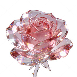 情人节粉红色玻璃玫瑰花免扣元素