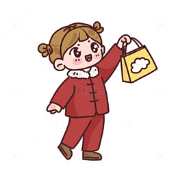 卡通新年女孩购物图