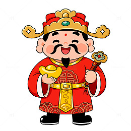 手绘马年财神爷