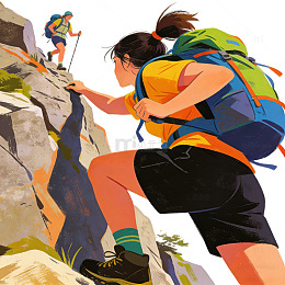 登山者攀岩插画设计素材