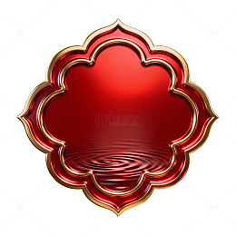 华丽红色徽章图案装饰元素