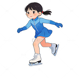卡通少女花样滑冰矢量插画