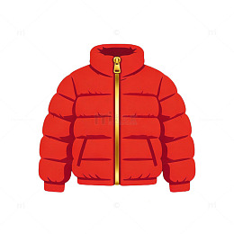 卡通红色羽绒服插画素材