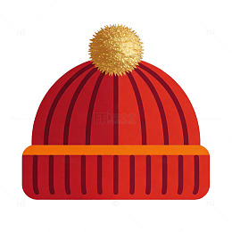 红色条纹毛线帽矢量插画